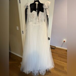 Convertible Straps Tulle Bodysuit Wedding Dress